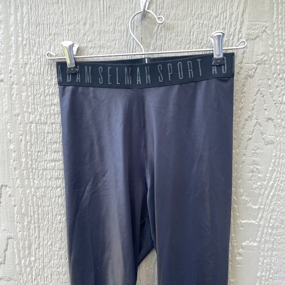 Adam Selman Sport Women's XS‎ Black Shiny Active Thin Leggings - Picture 3 of 7